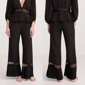 Sleeping With Jacques Black Silk Wide Leg Osiris Pants - 4